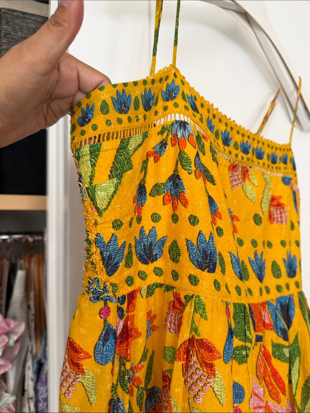 Farm Rio Yellow Summer Garden Sleeveless Maxi Dress Floral Bird Print - Picture 7 of 11